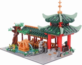 Tang Dynasty Street View Building Block Set, Chinese Ancient Shop Micro Building Kit 2111 PCS Classical Architecture Model Construction Toy (Tea Party)