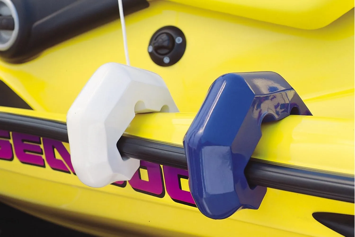 Taylor Made Personal Watercraft Fender, Blue, 8" Diameter, 8 lbs, Jet Ski PWC, Quick Attachment Design Hooks Under Bond Flange, Suction Cup, Line - 1075