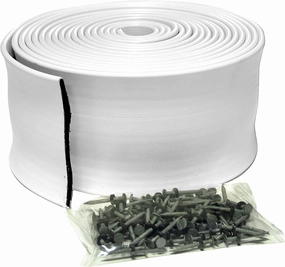 TAYLOR MADE PRODUCTS Wave & Shock-Absorbing Dock Bumper, Heavy-Duty PVC White 5" x 1/4" x 25' Coil Roll, Rigid, Flexible Strip, Mounting Hardware Included, Protects 18' of Docking Space - 46069