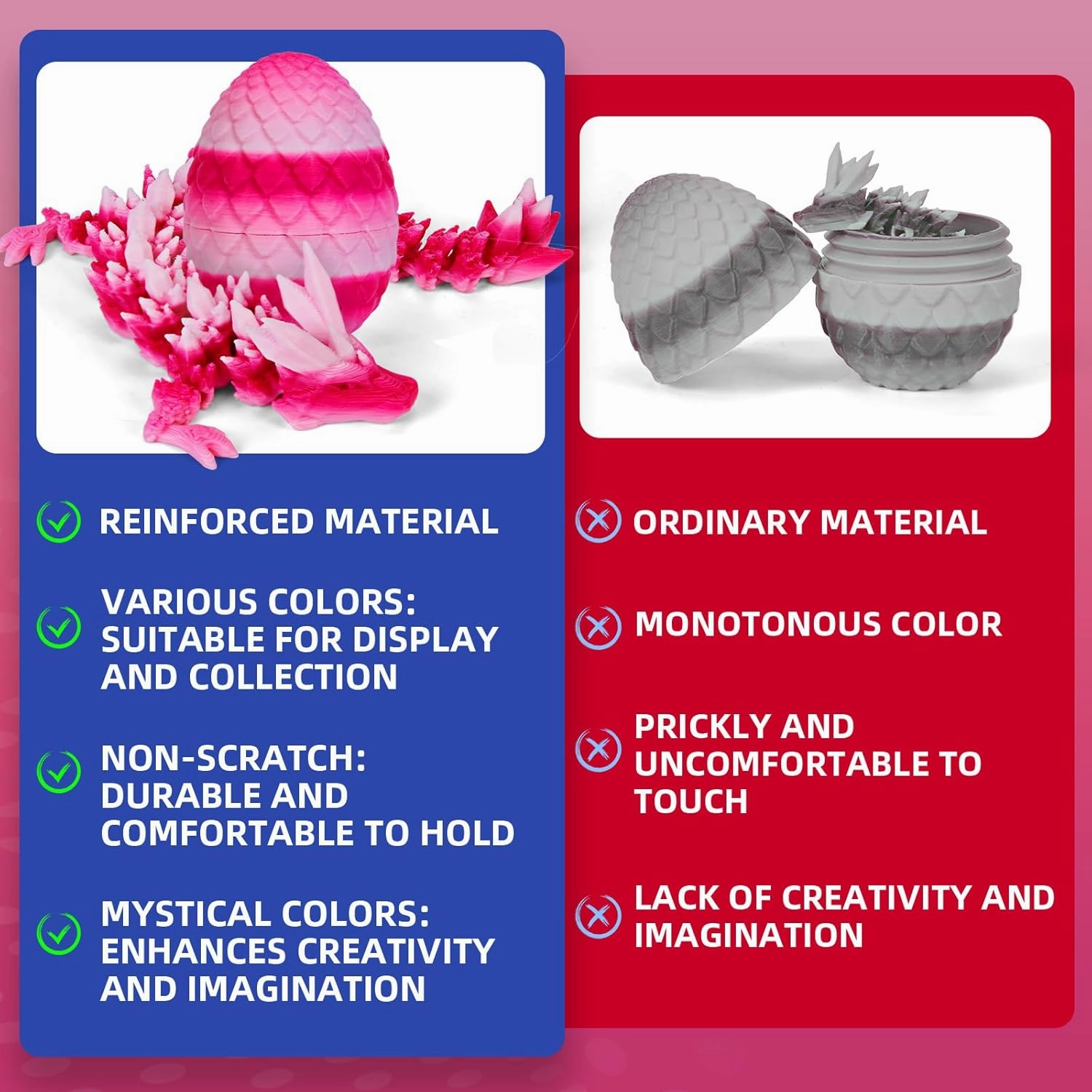 TBOLINE 4PCS 3D Printed Dragon Egg, Mystery Easter Egg Articulated Crystal Animals Fidget Toy for Kid Boy Girls, 3D Print Small Dinosaur Eggs Toy Mythical Pieces Dragon in Egg (4-Piece Set-E)
