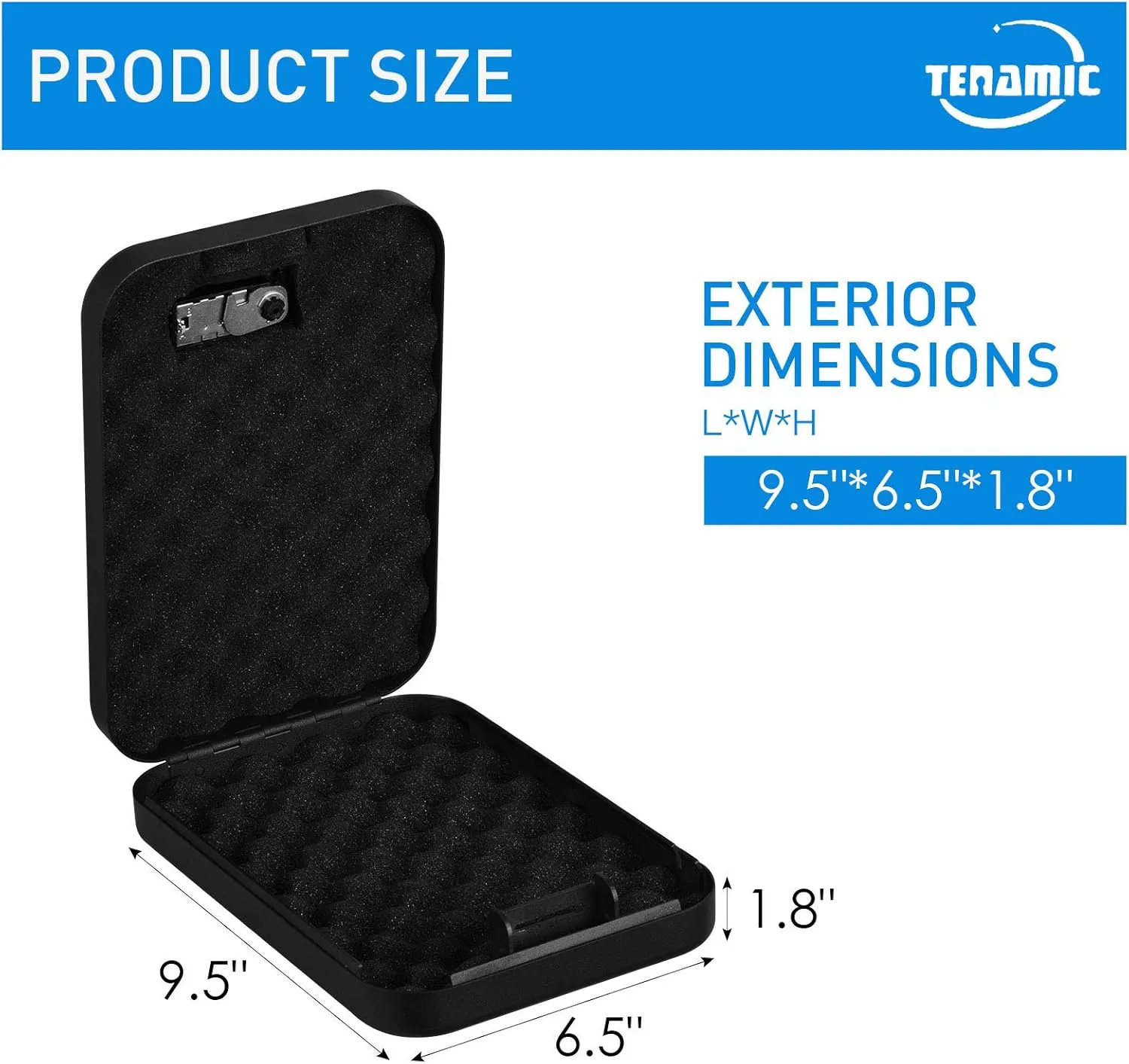 TENAMIC Pistol Safe, Portable Travel Gun Safe, Solid Steel Handgun Lock Box for Home, Gun Safes for Car, Black