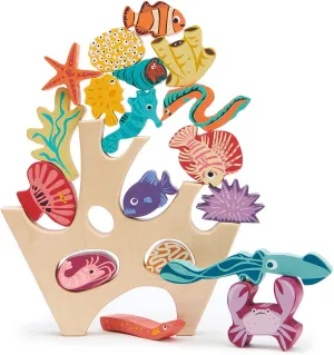 Tender Leaf Toys - Stacking Coral Reef - Colorful Wooden Stacking Coral Reef Toy Set Improving Balancing Activities Toy for Kids 18 Months 