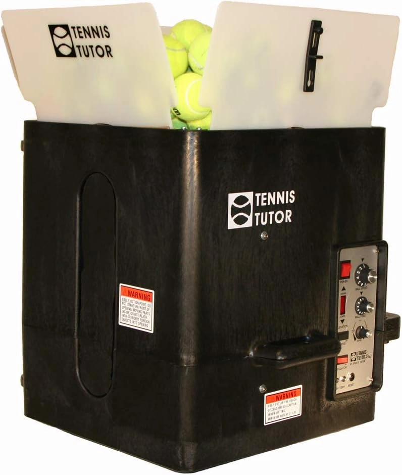 Tennis Tutor Plus with Remote. Variable TOPSPIN and Backspin. Made in USA by #1 Tennis Machine Company.
