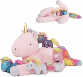 Tezituor 24 Inches Pink Unicorn Plush Toy Set for Girls,4 Colorful Unicorns in Mommy Unicorn’s Belly,Unique Stuffed Unicorns Gifts for Children.