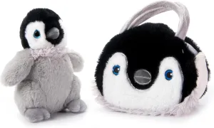 The Petting Zoo Penguin Chick Stuffed Animal Plushie and Purse Set, Gifts for Kids, Sealife Animal Toy, Gray Penguin Chick Plush Toy and Purse Pet Carrier