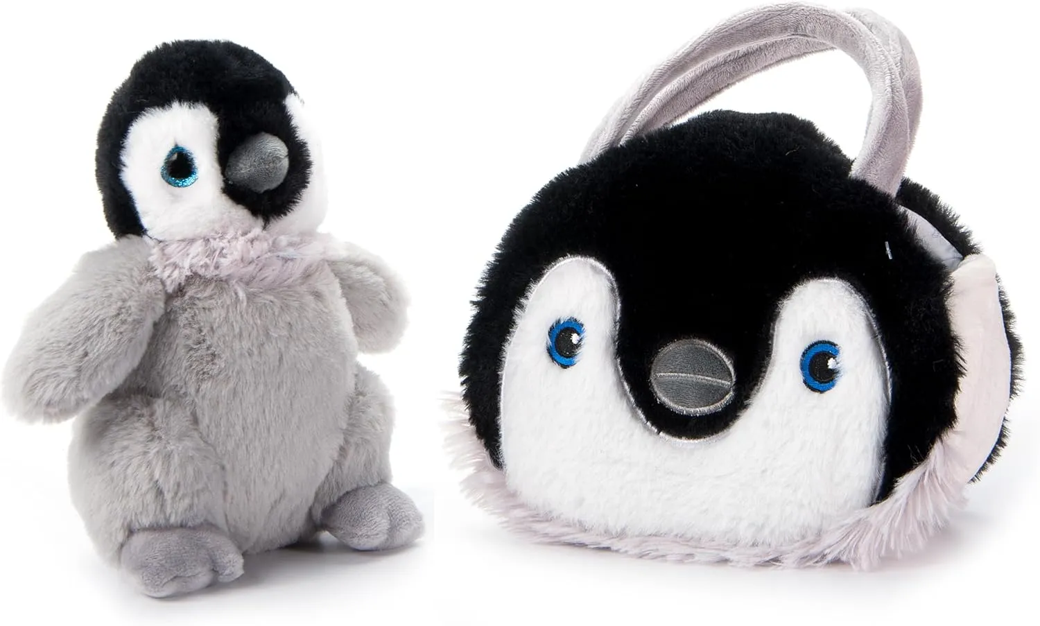 The Petting Zoo Penguin Chick Stuffed Animal Plushie and Purse Set, Gifts for Kids, Sealife Animal Toy, Gray Penguin Chick Plush Toy and Purse Pet Carrier