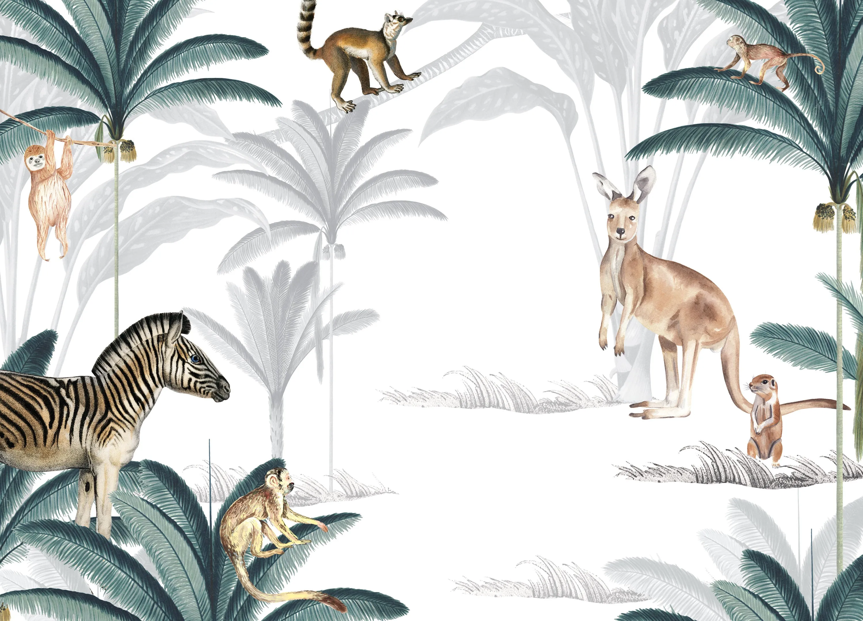 The Wild Zoo WIV-352 - Wall Mural – Transform Your Child's Room into a Vibrant Safari Adventure