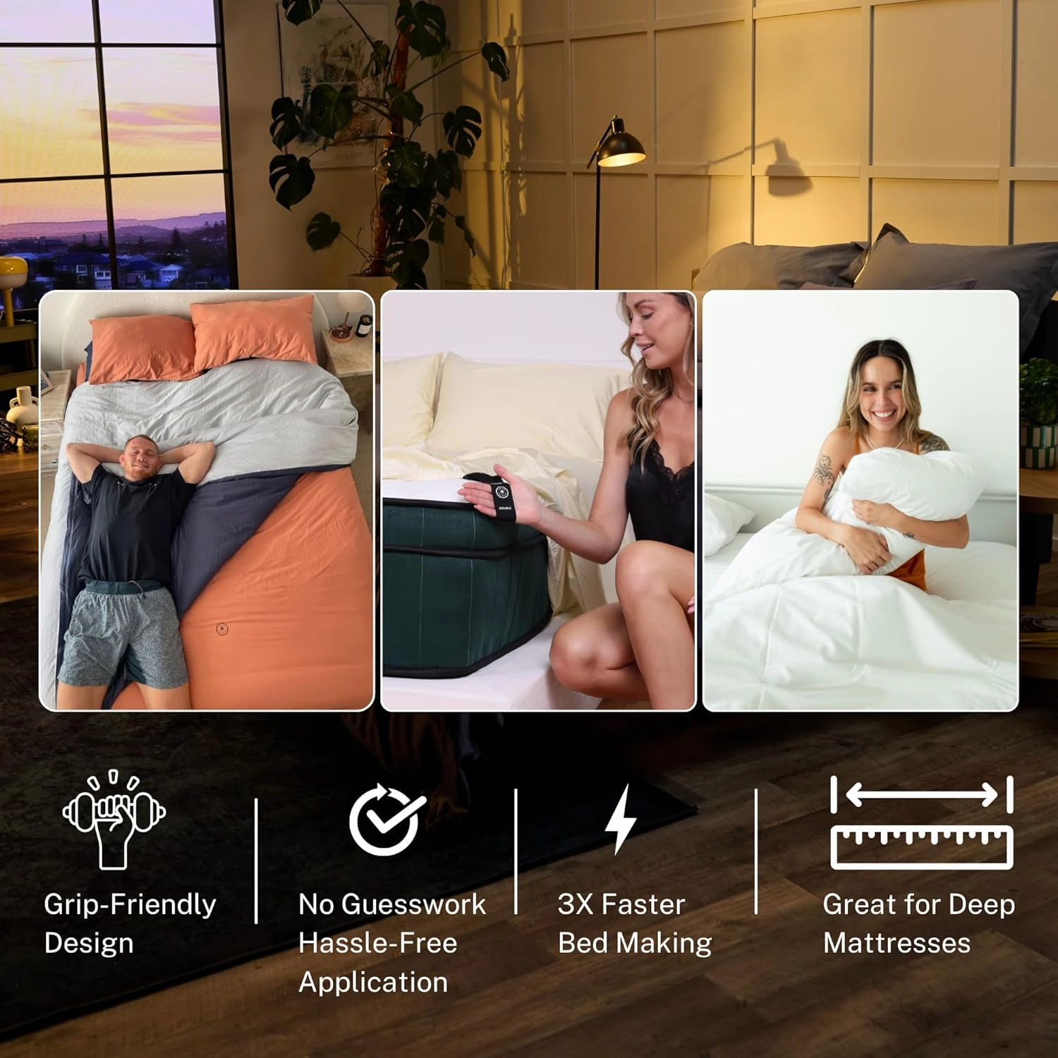 The LAD Collective 3.0 Nevada Nights Queen Fitted Sheet Deep Pocket Bed Cover with EasyGrip™ Loop Straps, Durable Elastic & Temperature Regulating Fabric Premium Bed Sheets