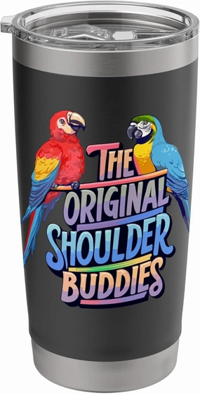 The Original Shoulder Buddies Parrot Macaw Pet Bird Lovers Stainless Steel Insulated Tumbler