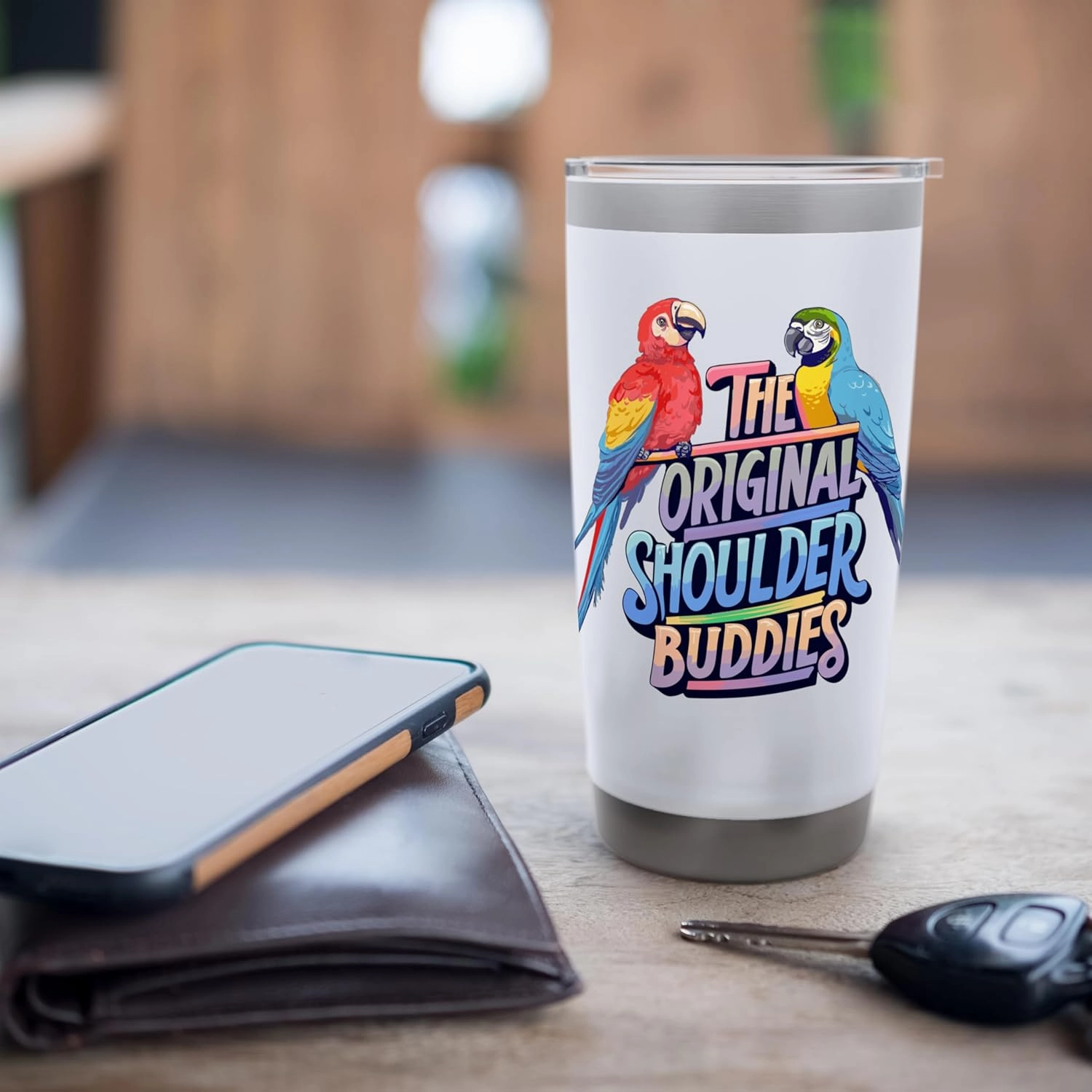 The Original Shoulder Buddies Parrot Macaw Pet Bird Lovers Stainless Steel Insulated Tumbler