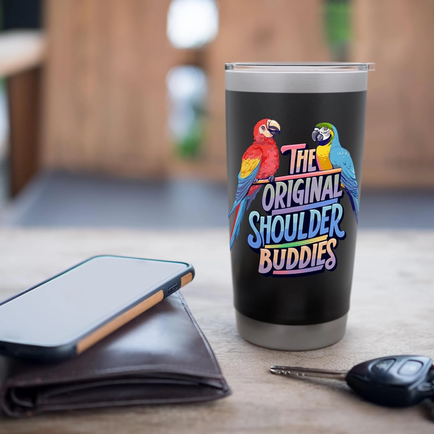 The Original Shoulder Buddies Parrot Macaw Pet Bird Lovers Stainless Steel Insulated Tumbler