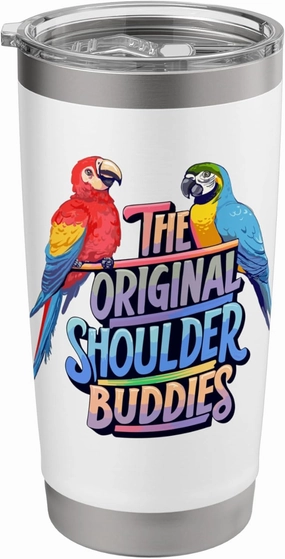 The Original Shoulder Buddies Parrot Macaw Pet Bird Lovers Stainless Steel Insulated Tumbler