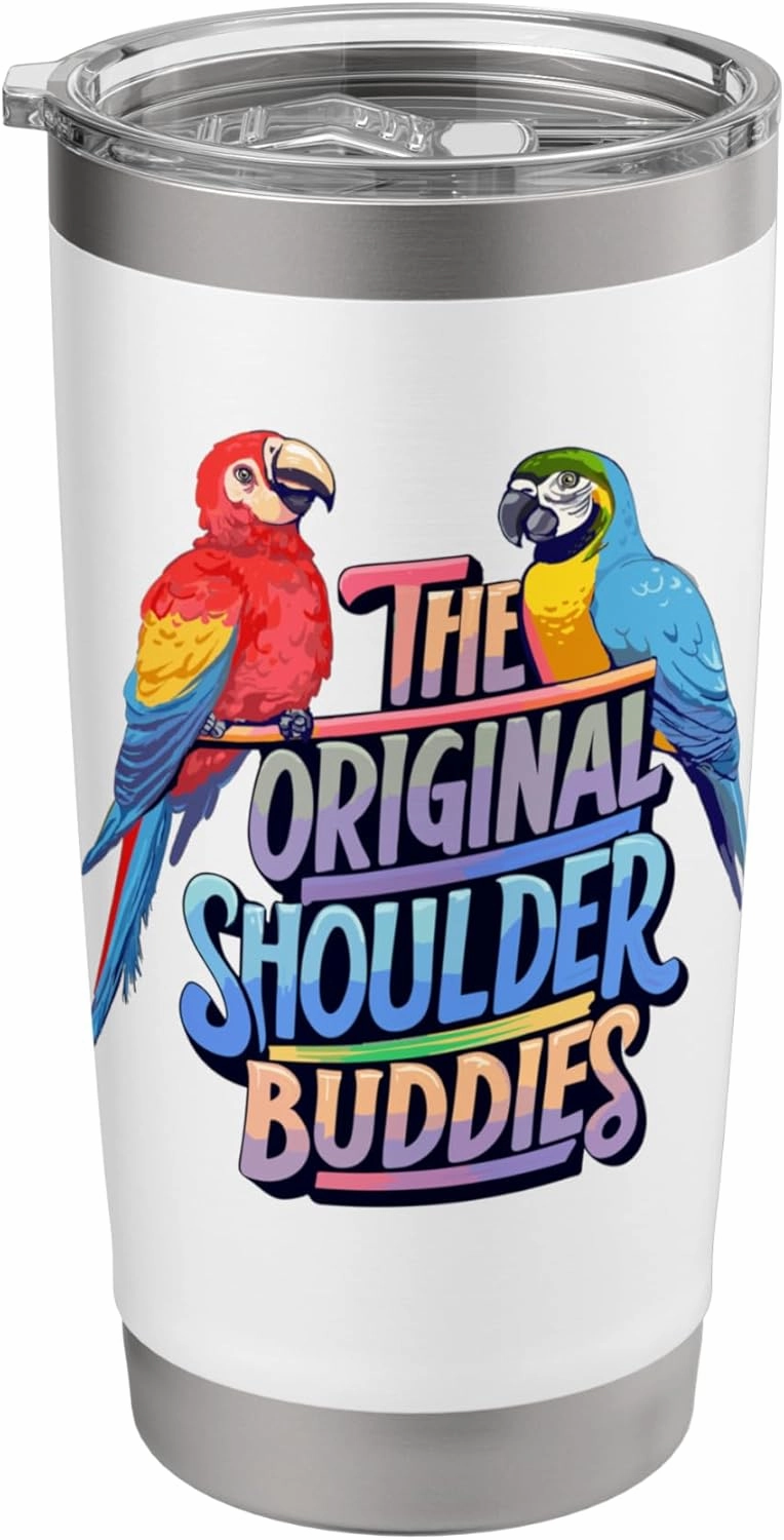 The Original Shoulder Buddies Parrot Macaw Pet Bird Lovers Stainless Steel Insulated Tumbler
