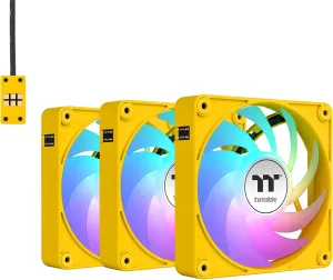 Thermaltake CT120 EX ARGB Sync PC Cooling Fan 3 Pack, PWM 500~2000 RPM, 5V Motherboard Sync, 16.8 Million Colors 9 LEDs, MagForce 2.0 Connectors, Hydraulic Bearing, Bumblebee, CL-F215-PL12BB-A