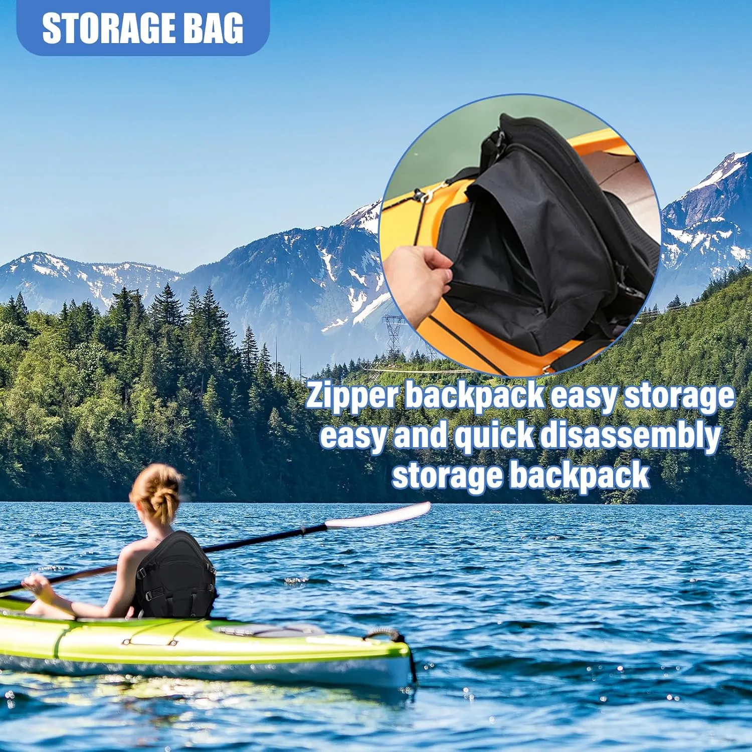 Thickened Kayak Seats - Premium Shockproof Seats with Back Support for Kayaking, Canoeing, Fishing, Paddle Boarding - Comfort, Versatility and Extra Storage (Thickened Blue, 2 pcs)