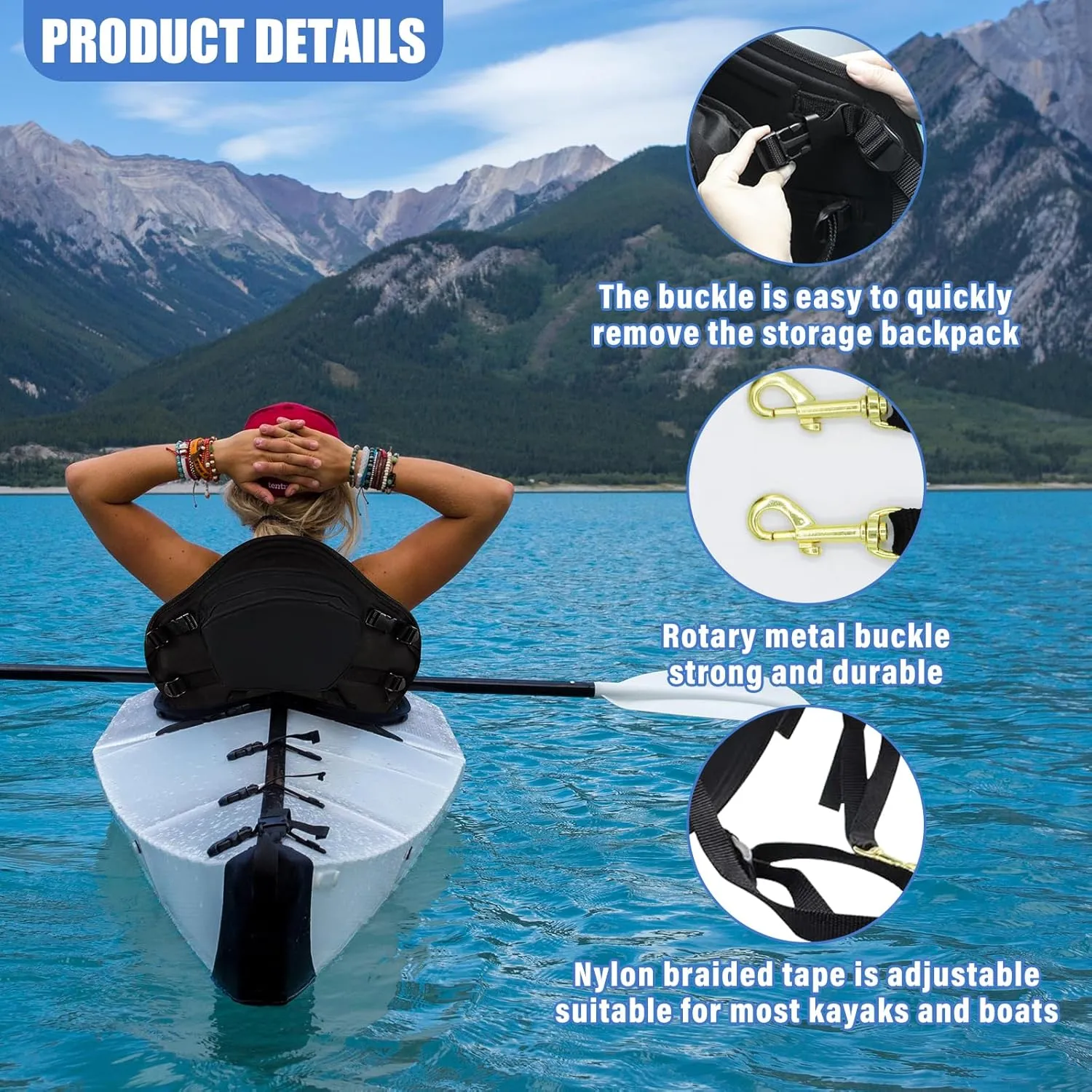 Thickened Kayak Seats - Premium Shockproof Seats with Back Support for Kayaking, Canoeing, Fishing, Paddle Boarding - Comfort, Versatility and Extra Storage (Thickened Blue, 2 pcs)
