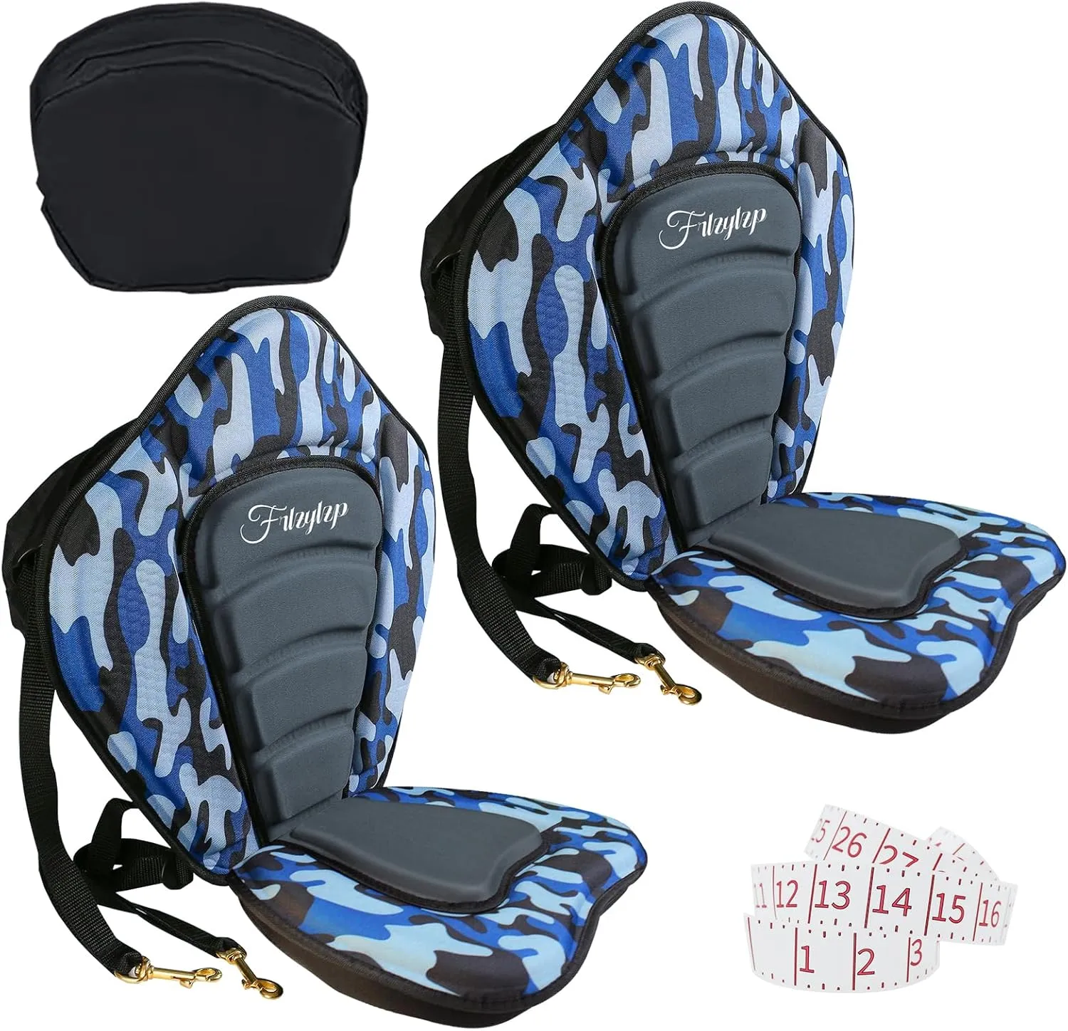 Thickened Kayak Seats - Premium Shockproof Seats with Back Support for Kayaking, Canoeing, Fishing, Paddle Boarding - Comfort, Versatility and Extra Storage (Thickened Blue, 2 pcs)