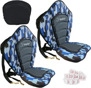 Thickened Kayak Seats - Premium Shockproof Seats with Back Support for Kayaking, Canoeing, Fishing, Paddle Boarding - Comfort, Versatility and Extra Storage (Thickened Blue, 2 pcs)
