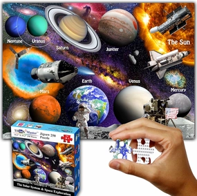 Think2Master Solar System & Space Exploration 250 Pieces Jigsaw Puzzle Fun Educational Toy for Kids 6-8 8-10 10-12, School & Families. Great Gift for Boys & Girls Ages 8  for Learning. 14.2” X 19.3”