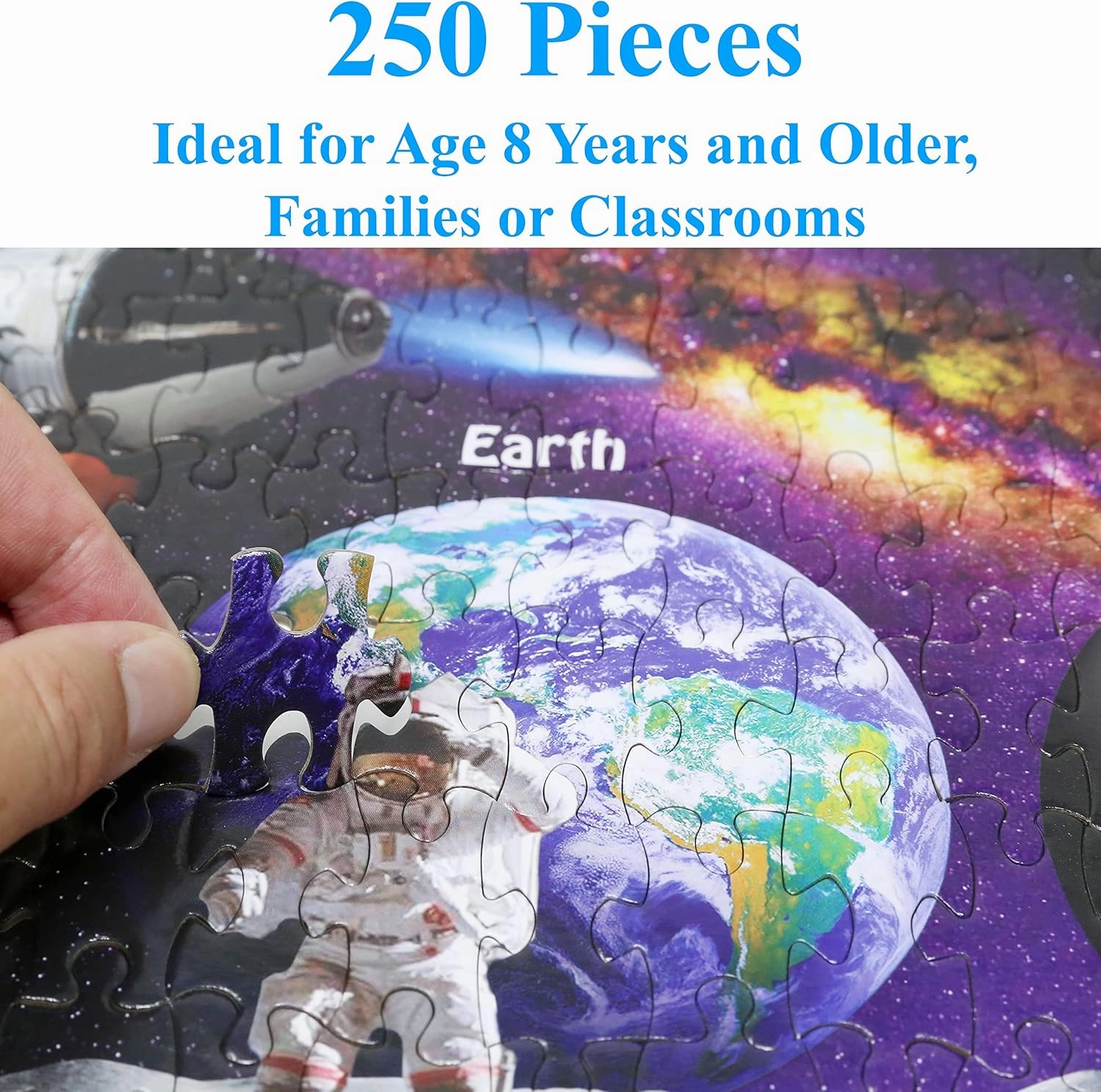 Think2Master Solar System & Space Exploration 250 Pieces Jigsaw Puzzle Fun Educational Toy for Kids 6-8 8-10 10-12, School & Families. Great Gift for Boys & Girls Ages 8  for Learning. 14.2” X 19.3”