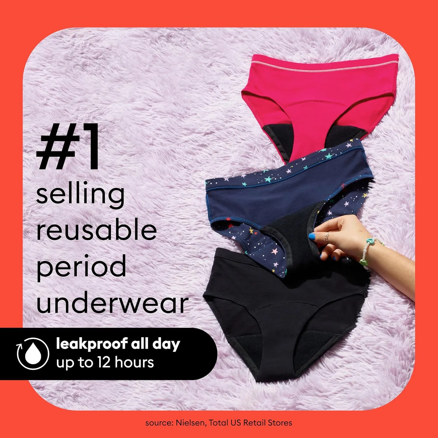Thinx Teens Period Underwear, Brief-Style Period Panties for Teens, Holds Up to Regular 12 Tampons*, FSA HSA Approved