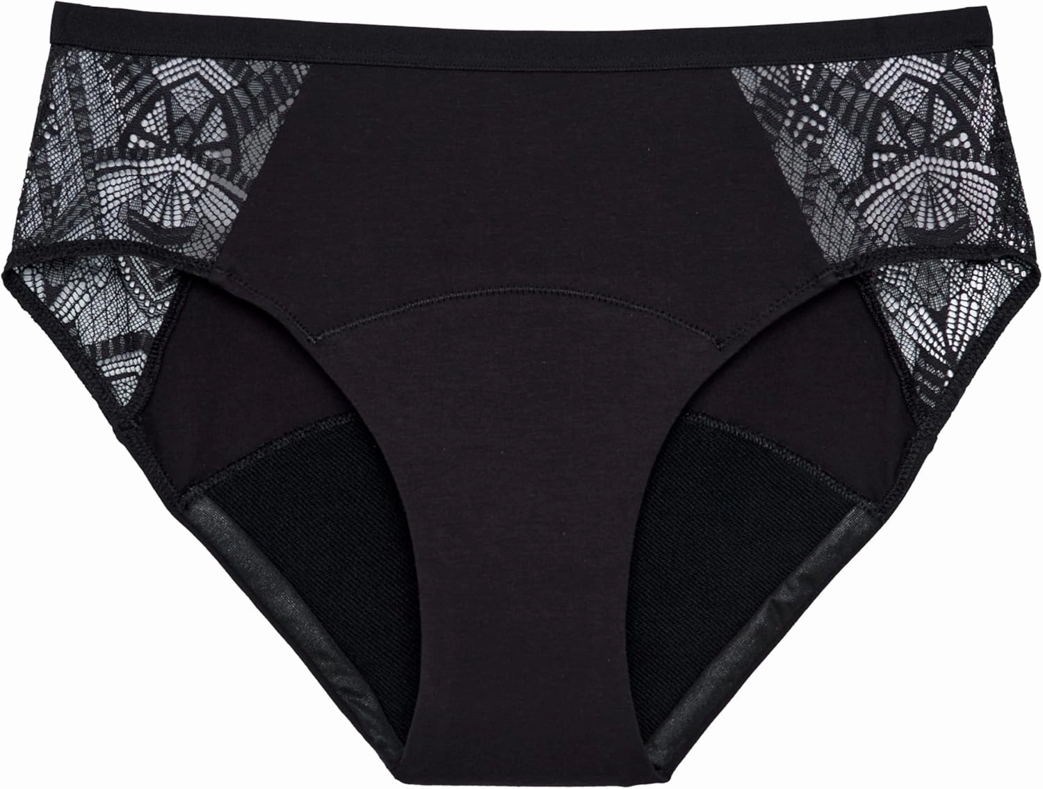 Thinx Ultra-Soft Period Underwear, Brief-Style Leakproof Underwear for Women, Holds Up to 12 Regular Tampons*, FSA HSA Approved Period Panties, Reusable, Comfortable, & Flexible, Black with Lace, 4X