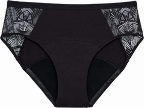 Thinx Ultra-Soft Period Underwear, Brief-Style Leakproof Underwear for Women, Holds Up to 12 Regular Tampons*, FSA HSA Approved Period Panties, Reusable, Comfortable, & Flexible, Black with Lace, 4X