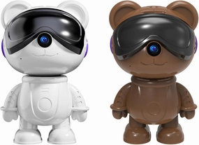 This bundle includes a cute brown bear-shaped pet robot remote camera and a cute white bear-shaped pet robot indoor camera. These cameras support 2.4 & 5GHz dual-band Wi-Fi for indoor wireless home u