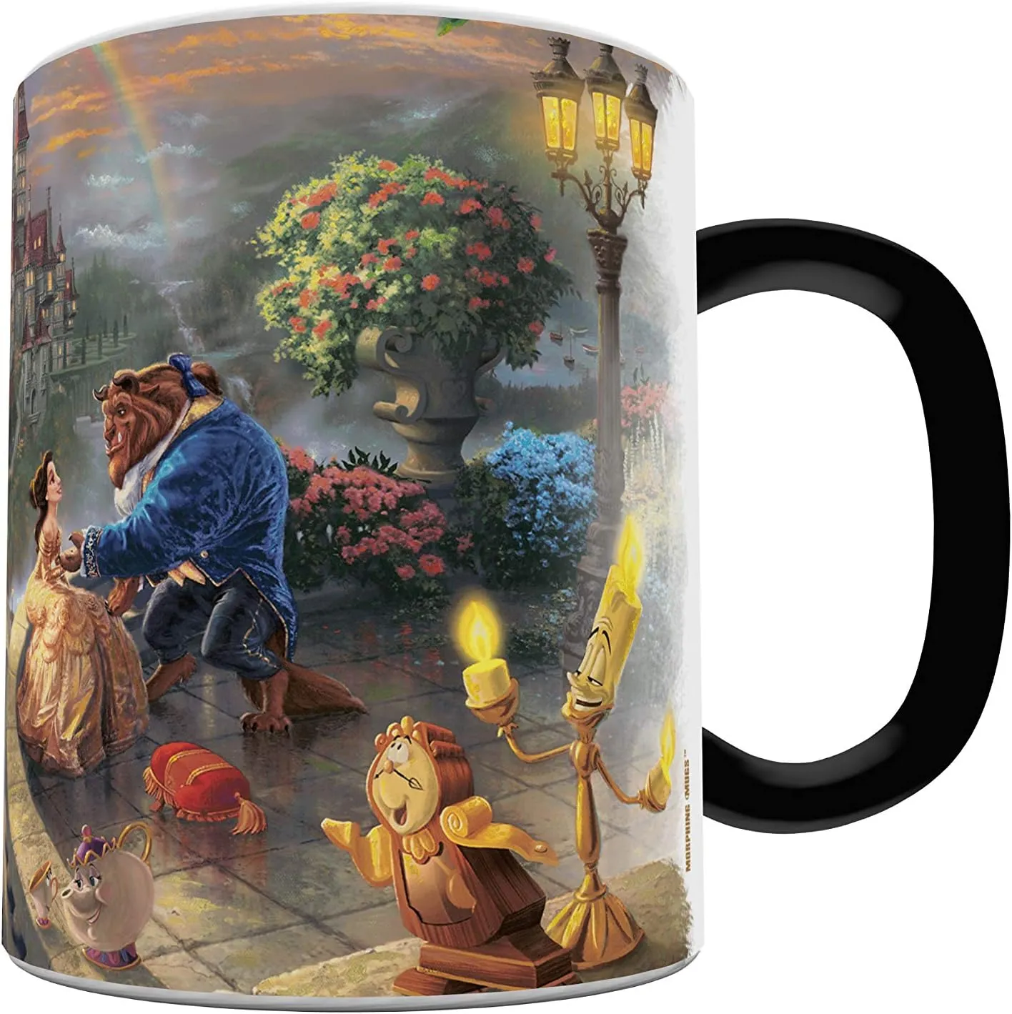 Thomas Kinkade's "Beauty and the Beast Falling In Love" Morphing Ceramic Mugs,11 ounces