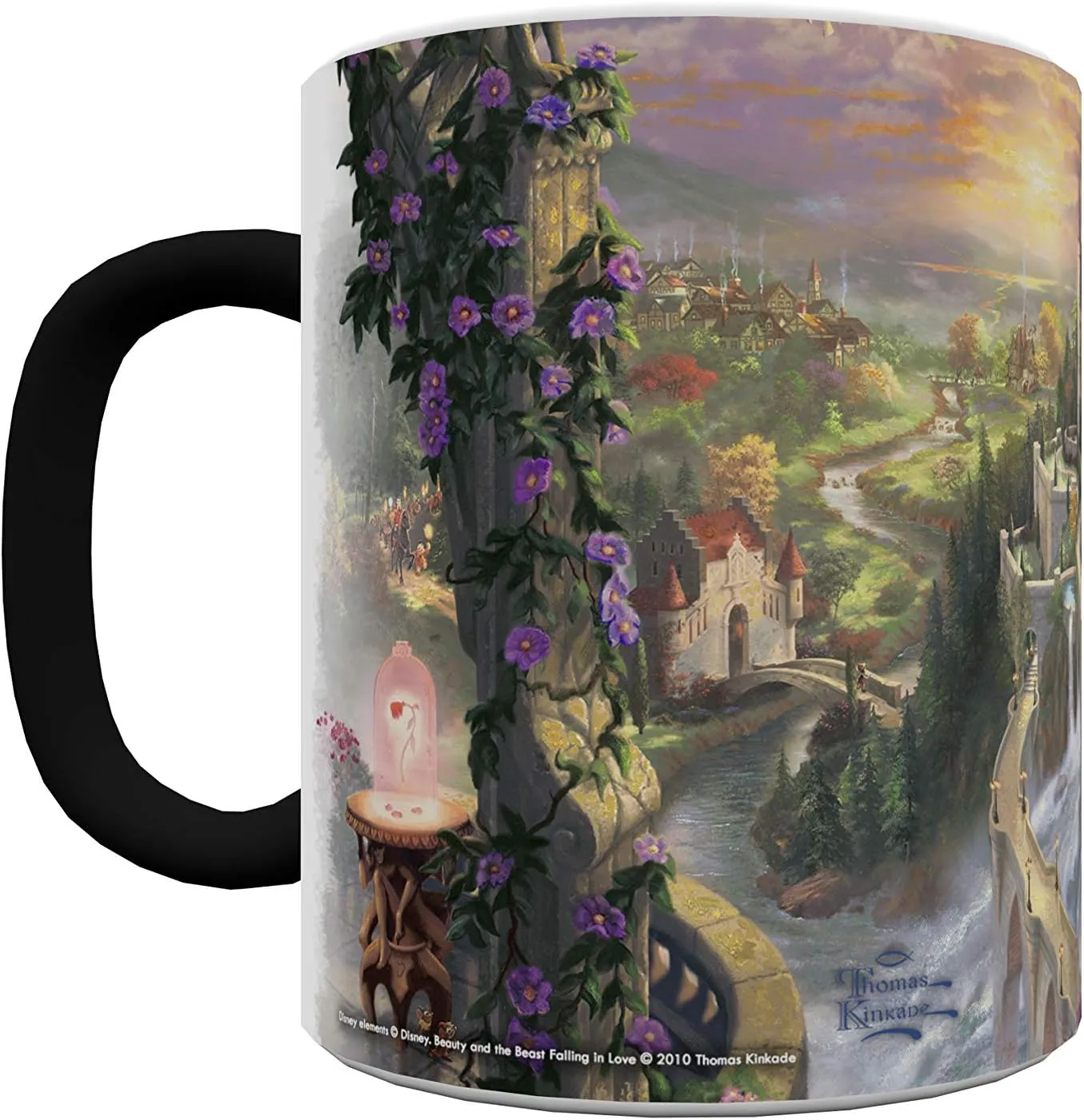 Thomas Kinkade's "Beauty and the Beast Falling In Love" Morphing Ceramic Mugs,11 ounces