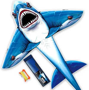 Three Headed Shark Kite for Kids and Adults,Kites for Kids Ages 8-12 Easy to Fly,Single Line Beach and Park Kite for Family Outdoor Games & Activities (Three-Headed Shark)