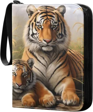 Tiger Painting Card Binder, 400 Pockets Card Holder with 50 Sleeves, Sturdy Card Holder Folders for Game Cards & Sports Cards