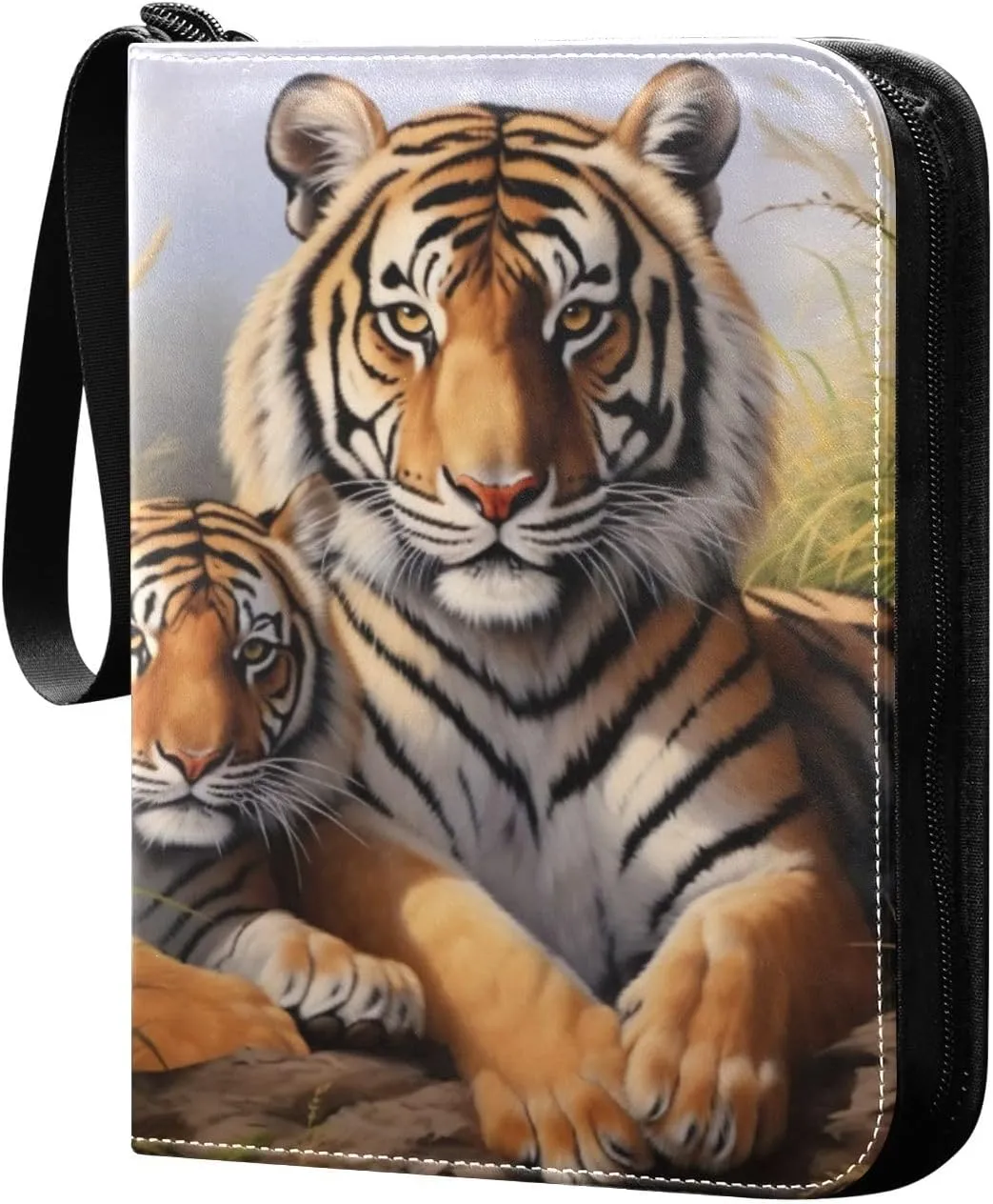 Tiger Painting Card Binder, 400 Pockets Card Holder with 50 Sleeves, Sturdy Card Holder Folders for Game Cards & Sports Cards