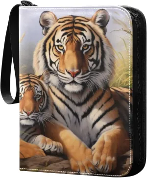 Tiger Painting Card Binder, 400 Pockets Card Holder with 50 Sleeves, Sturdy Card Holder Folders for Game Cards & Sports Cards