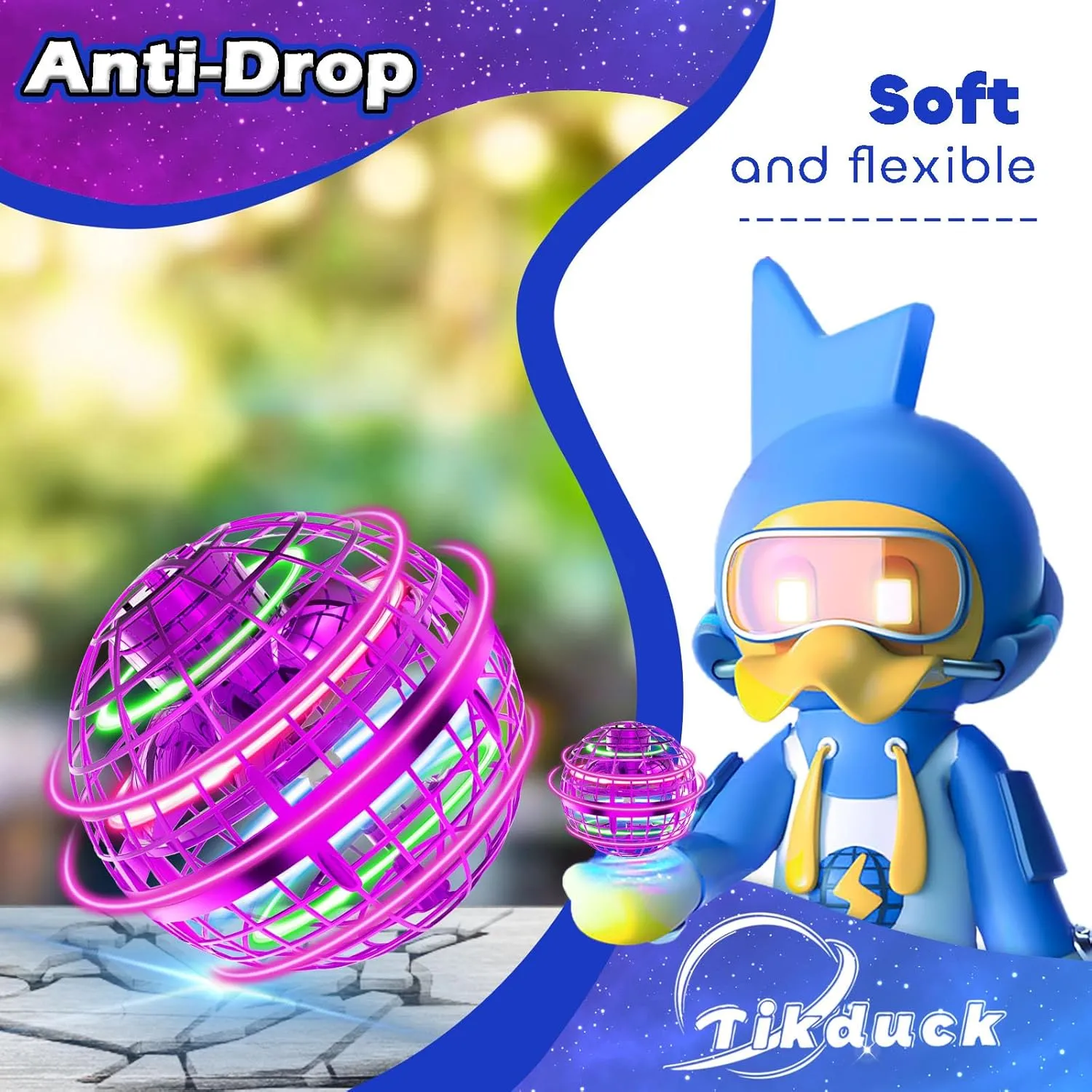 Tikduck Flying Orb Ball 2025 Toys Soaring Hover Pro Boomerang Galactic Fidget Cool Magic Hand Controlled Mini Drone Cosmic Globe Spinner Safe for 6 7 8 9 10  Year Old Kids Outdoor Toys (Purple)