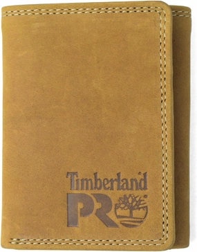 Timberland PRO Men's Leather RFID Trifold Wallet with Id Window