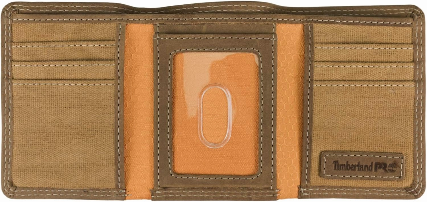 Timberland PRO Men's Leather RFID Trifold Wallet with Id Window