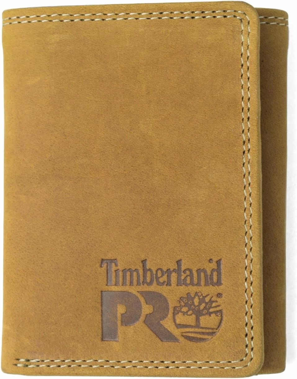 Timberland PRO Men's Leather RFID Trifold Wallet with Id Window