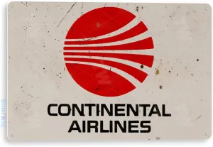 Tinworld TIN Sign 12" x 18" Continental Airlines Retro Commercial Aviation Art Crew Airplane A927