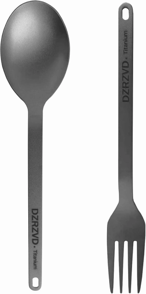 Titanium Spork Fork and Spoon, 6.8" Soup Spoon, Camping Spork and Spoon, Ultra-Light Titanium Sprok, Eco-Friendly Coffee Spoon, Fork and Spoon Set,Portable Utensils Travel Camping Cutlery Set