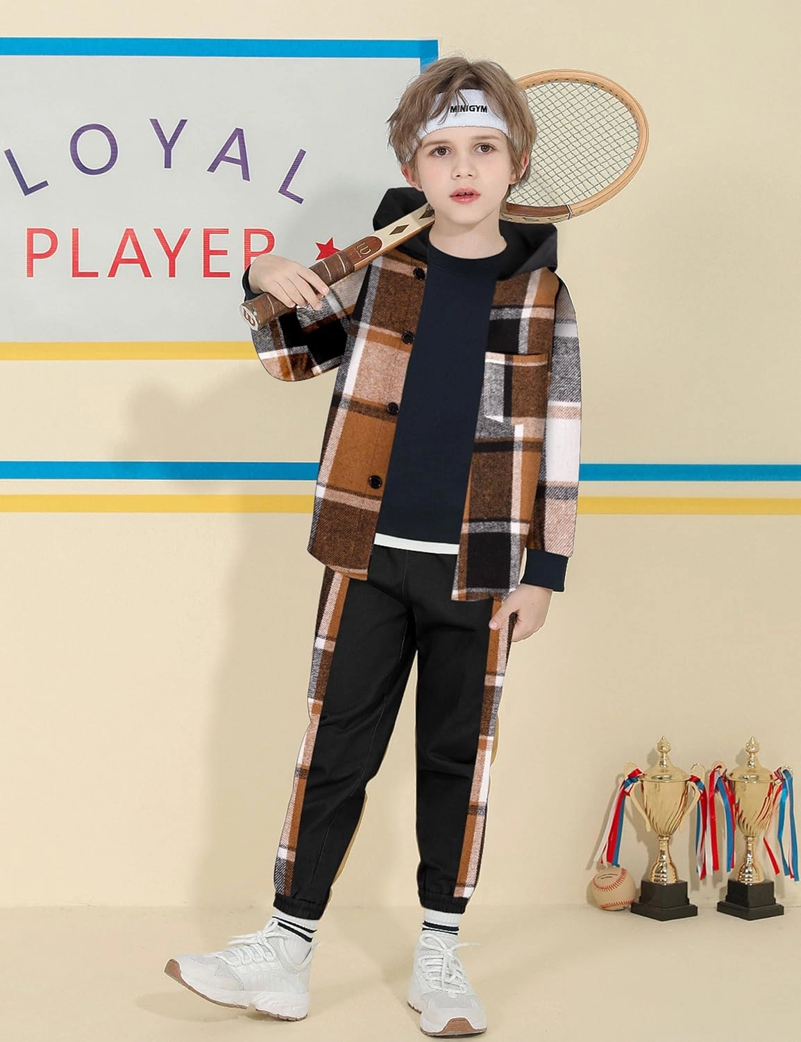 Toddler Boys Clothes Button Down Hooded Plaid Long-sleeve Tops   Sweatpants Boys Fall Winter Outfits