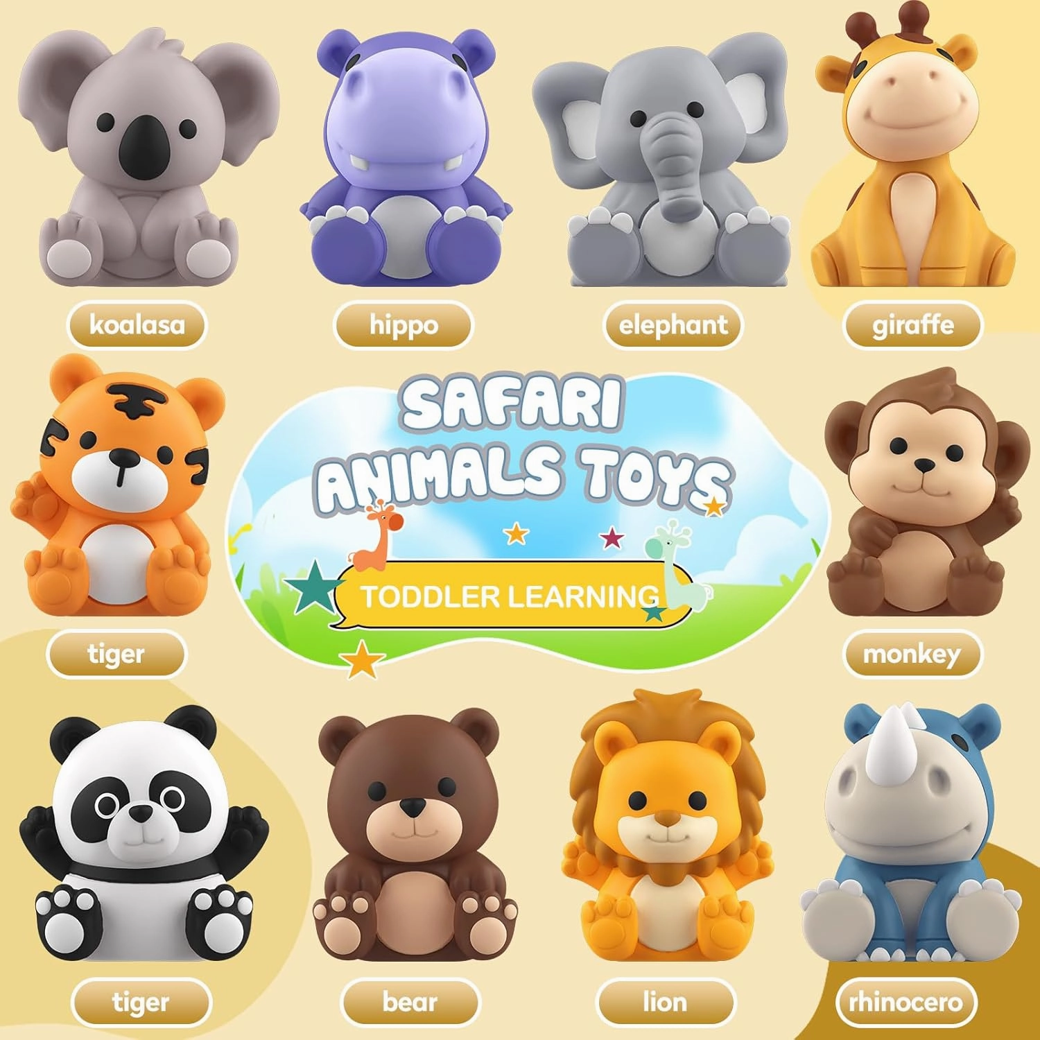 Toddler Toy for 1 2 3  Years Old, Learning Toy for Toddlers with 20PCS Safari Animal Toy, Montessori Educational Toy for Kids,10 Animals &10 Houses for Babies Boys Girls Easter Christmas Birthday Gift