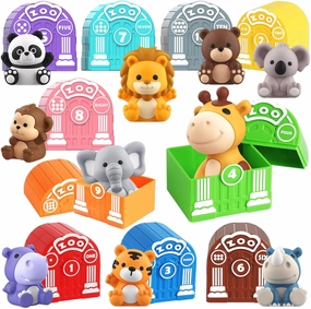 Toddler Toy for 1 2 3  Years Old, Learning Toy for Toddlers with 20PCS Safari Animal Toy, Montessori Educational Toy for Kids,10 Animals &10 Houses for Babies Boys Girls Easter Christmas Birthday Gift