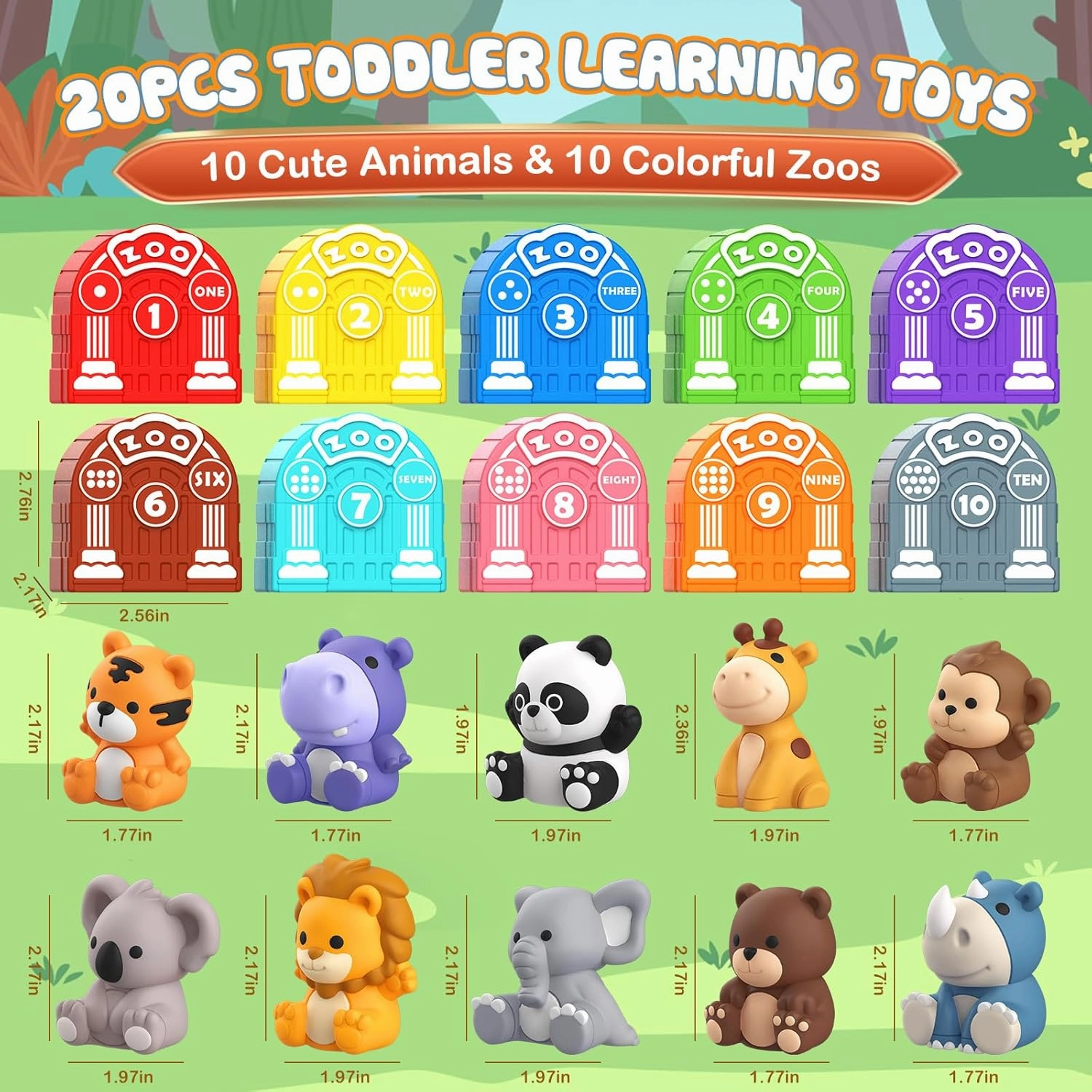 Toddler Toy for 1 2 3  Years Old, Learning Toy for Toddlers with 20PCS Safari Animal Toy, Montessori Educational Toy for Kids,10 Animals &10 Houses for Babies Boys Girls Easter Christmas Birthday Gift
