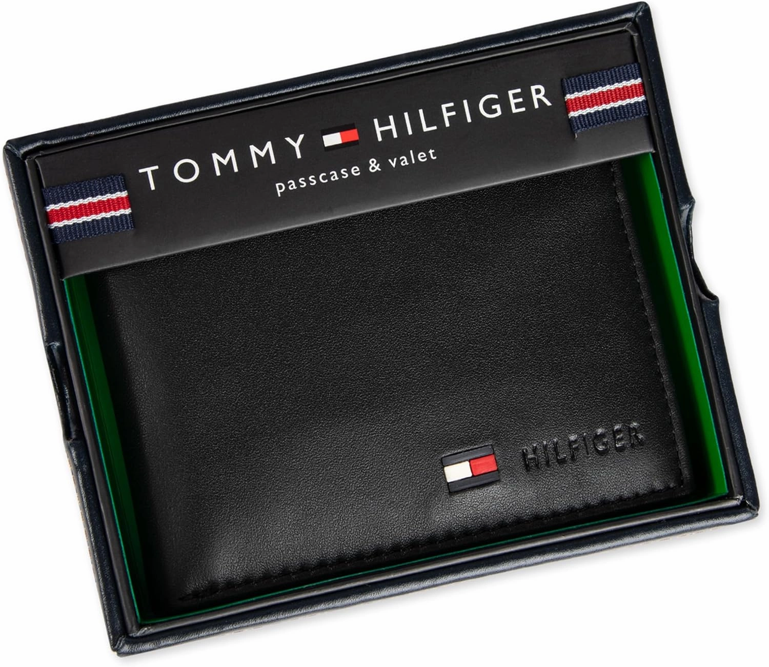Tommy Hilfiger Men's Leather Wallet – Slim Bifold with 6 Credit Card Pockets and Removable ID Window