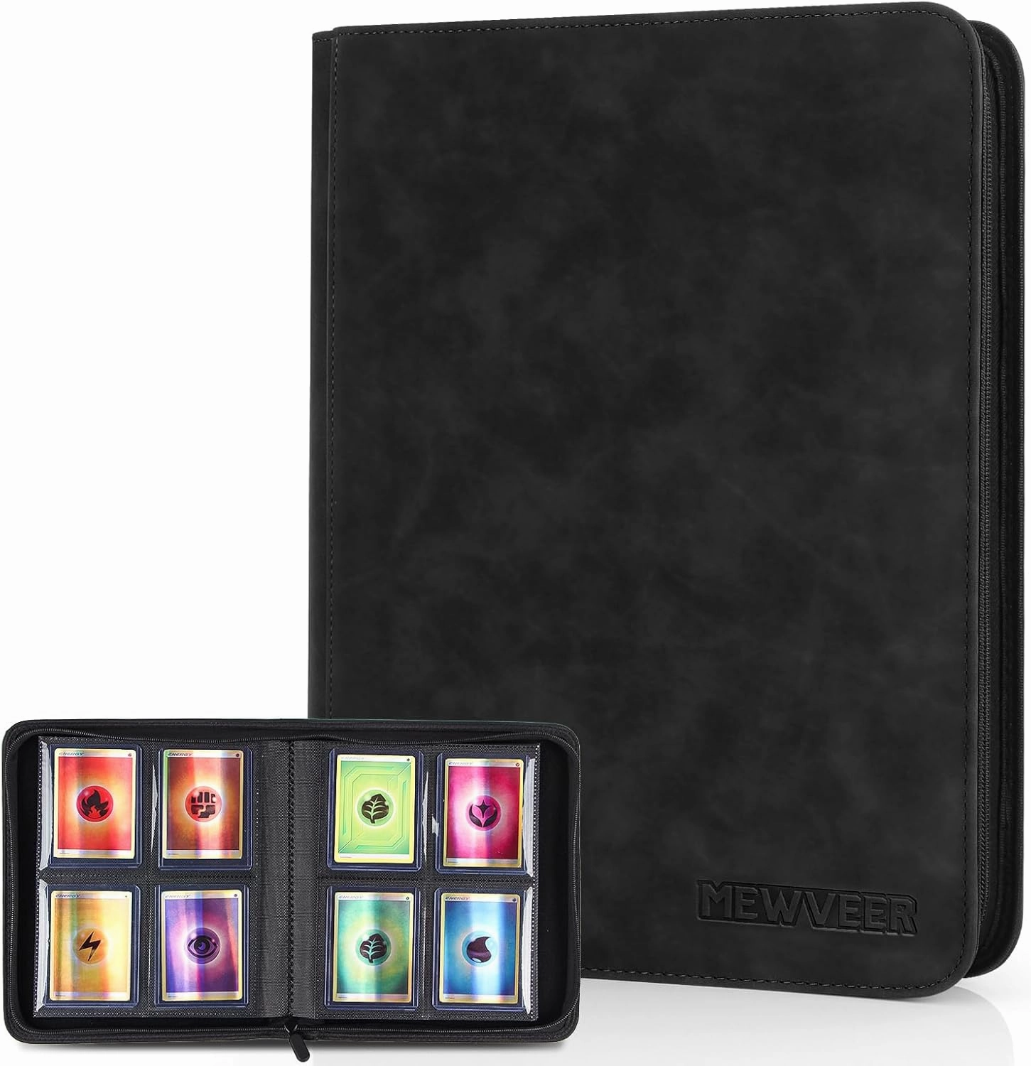 Top Loader Card Binder, Holds 112 Top Loaders Storage, 4 Pockets with Sleeves, Trading Cards Album for Sports Cards, YGO/MTG/TCG Cards Collection Binder - Black (Not for Cards WITHOUT a Top Loader)