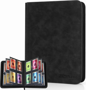 Top Loader Card Binder, Holds 112 Top Loaders Storage, 4 Pockets with Sleeves, Trading Cards Album for Sports Cards, YGO/MTG/TCG Cards Collection Binder - Black (Not for Cards WITHOUT a Top Loader)