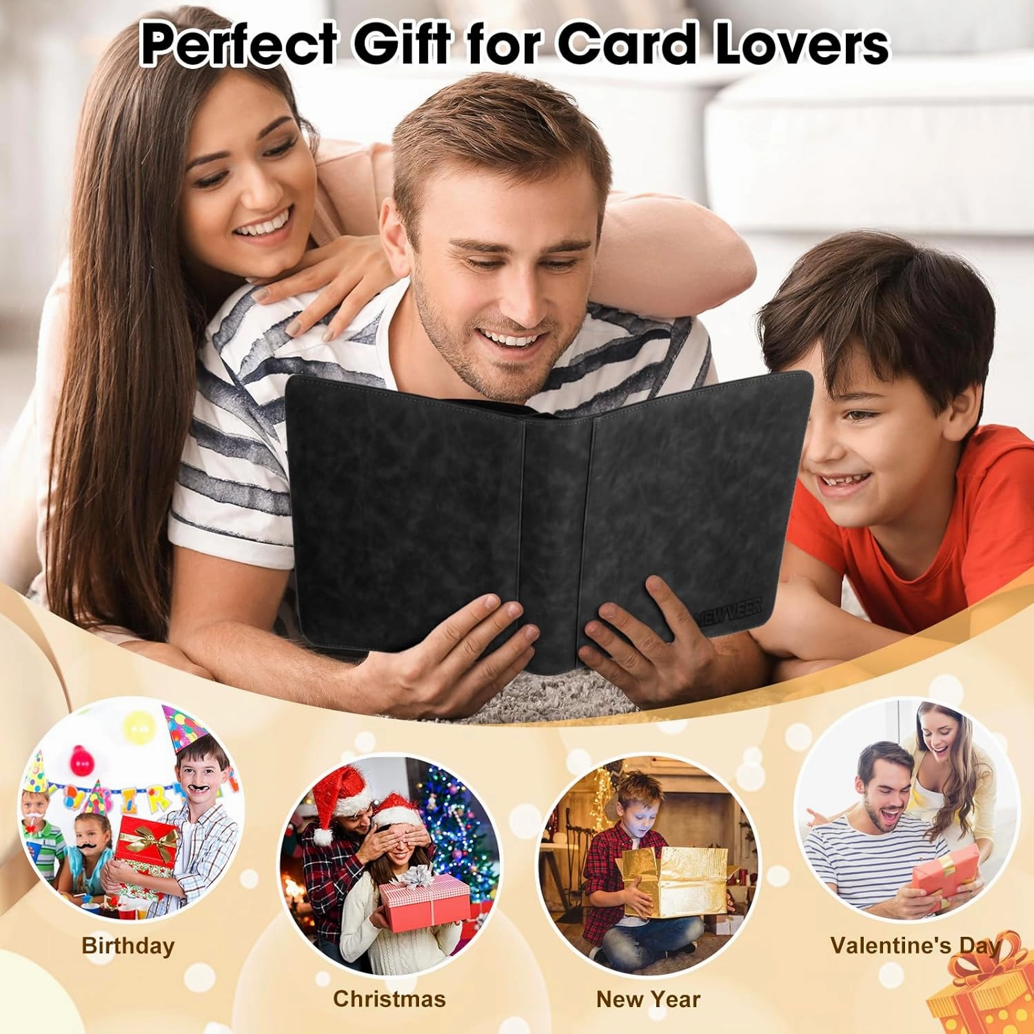 Top Loader Card Binder, Holds 112 Top Loaders Storage, 4 Pockets with Sleeves, Trading Cards Album for Sports Cards, YGO/MTG/TCG Cards Collection Binder - Black (Not for Cards WITHOUT a Top Loader)