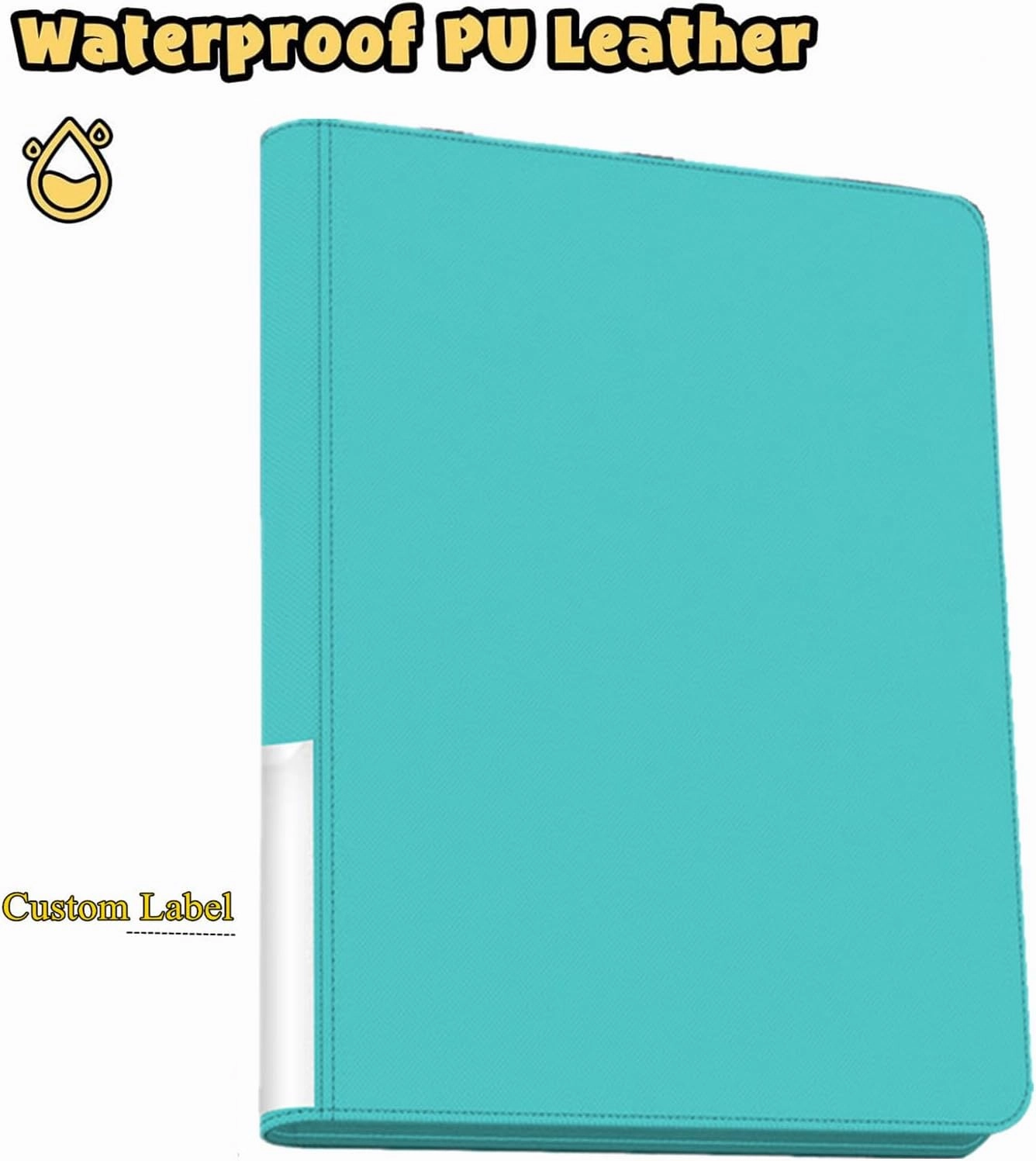 Toploader Binder,9-Pocket Double Sided Top Loader Binder,Holds 360 Cards in 3"x4" Toploaders,PU Leather Card Binder Abulm for Toploader Trading,Sports,and Gaming Cards (Sky Blue)