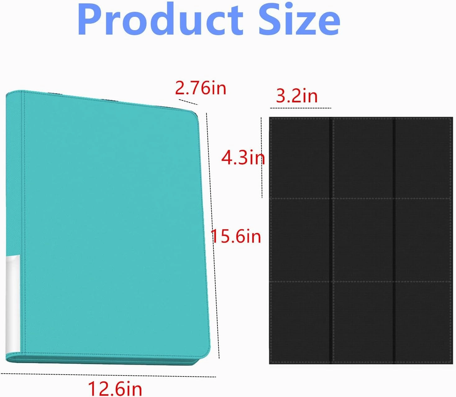 Toploader Binder,9-Pocket Double Sided Top Loader Binder,Holds 360 Cards in 3"x4" Toploaders,PU Leather Card Binder Abulm for Toploader Trading,Sports,and Gaming Cards (Sky Blue)